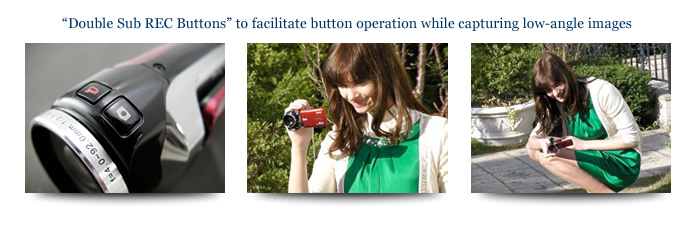Double Sub REC Buttons to facilitate button operation while capturing low-angle images