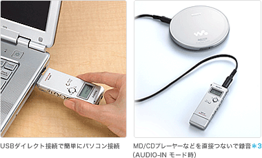 USBダイレクト��続で²単にパソコン��続 | MD/CDプレーヤーなどを����つないで録����3�]AUDIO-IN モード�ɡ^