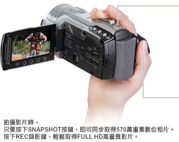 Just press the SNAPSHOT button while recording video.